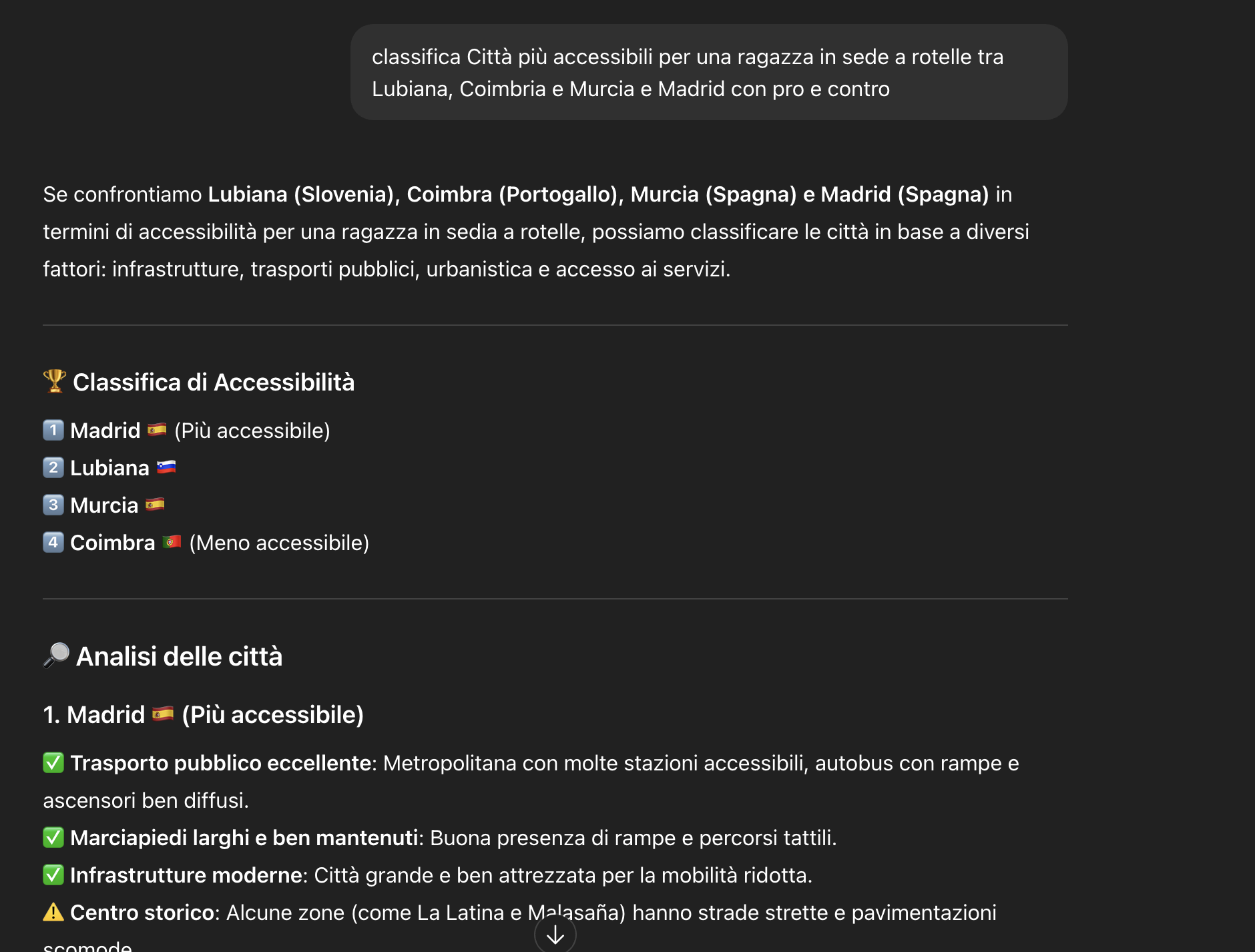 screenshot scelta citta